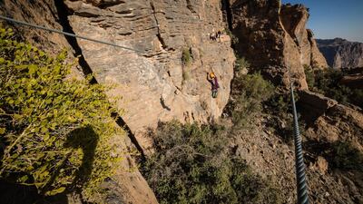 The via ferrata at Anantara Al Jabal Al Akhdar Resort, Oman. Antony Hansen