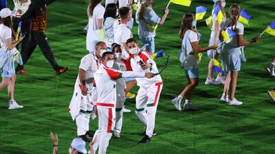 Members of Team Mexico during the closing ceremony.