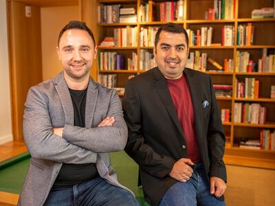 The Cloud's co-founders Kamil Rogalinski, left, and George Karam, who is also the Abu Dhabi-based start-up's chief executive. Photo: The Cloud
