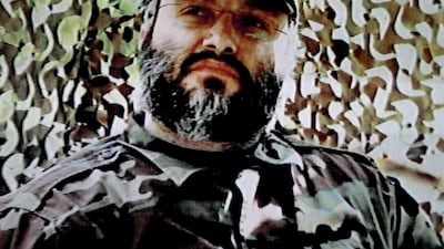 A TV grab from a Hezbollah television channel shows an undated portrait Imad Mughniyah, assassinated in 2008 by the CIA and Mossad in Damascus.