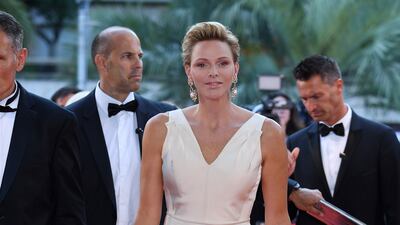 Princess Charlene, in a champagne gown, attends the closing ceremony of the 58th Monte Carlo TV Festival on June 19, 2018. Getty Images