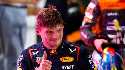 Red Bull's Max Verstappen celebrates after finishing second in the sprint race and winning the world championship at the Qatar Grand Prix in Lusail on Saturday, October 7, 2023. Reuters