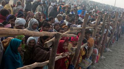 During the festival, Hindus take part in a religious gathering on the banks of the river Ganges. The festival will again return to Allahabad in 12 years. Ahmad Masood / Reuters