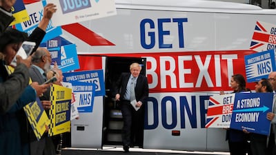 British Prime Minister Boris Johnson during an election campaign trail in Manchester in November 2019. AP Photo