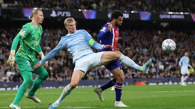 Manchester City's Erling Haaland led a fine comeback but it wasn't enough against Paris Saint-Germain in their Uefa Champions League match. EPA