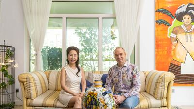 Relaxing in the living room.