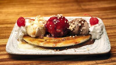 The '80s banana split, available to order from both dining venues.