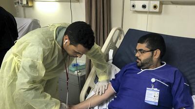 Mina Emergency hospital is one of the largest hospitals of the holy sites to receive pilgrims.The hospital has a capacity of 230 beds, including 36 emergency beds, 6 recitation , 6 isolation beds and 28 heat stroke beds. The emergency beds are equipped with modern emergency equipment. Balquees Basalom / The National