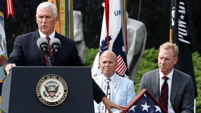 Mike Pence addresses the Korean War Veterans Memorial Foundation. AP Photo