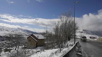 Felds covered with snow in the region of Dahr al-Baidar, east of Beirut. Joseph Eid / AFP