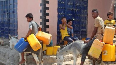 Yemenis are increasingly using donkeys to transport goods and water in the southern city of Aden. AFP