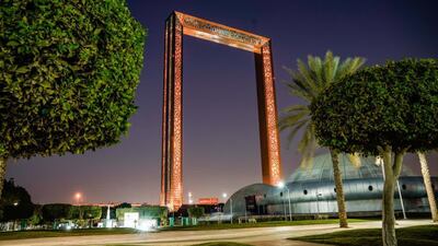 Al Wasl Dome at Expo 2020, the Burj Khalifa and Dubai Frame joined structures around the world that have lit up for the annual event. Photo: @UNWomenUAE