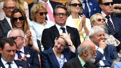 Actor Hugh Grant and his wife Anna Elisabet Eberstein. Getty