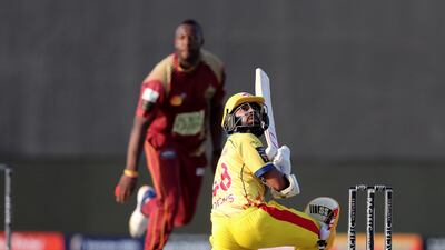 Team Abu Dhabi's Niroshan Dickwella plays a ramp shot. Chris Whiteoak / The National