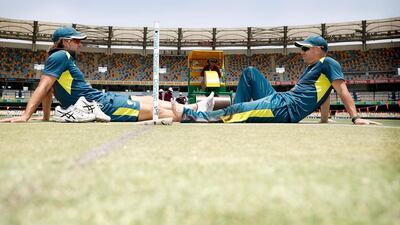 Joe Burns, left, and David Warner of Australia. Getty