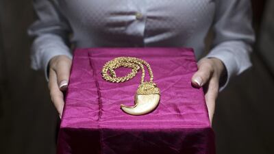 The jewel-encrusted lion claw necklace once worn by Elvis Presley. Clint McLean for The National