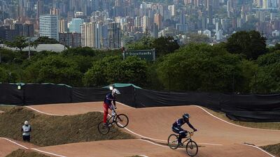 BMXers train in Medellin, Colombia, ahead of the UCI BMX World Championships. Raul Arboleda / AFP Photo