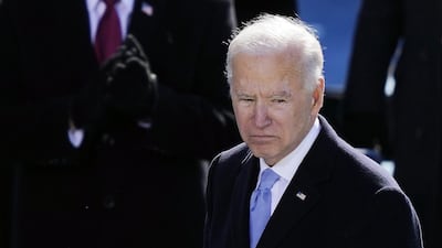 WASHINGTON, DC - JANUARY 20: U.S. President Joe Biden pauses after delivering his inaugural address on the West Front of the U.S. Capitol on January 20, 2021 in Washington, DC. During today's inauguration ceremony Joe Biden becomes the 46th president of the United States. Drew Angerer/Getty Images/AFP == FOR NEWSPAPERS, INTERNET, TELCOS & TELEVISION USE ONLY ==