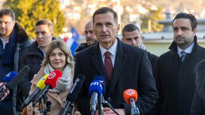 Mr Primorac speaks after voting in Zagreb. AFP