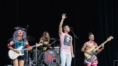 DNCE has been added to the line-up for Dubai’s Fiesta De Los Muertos on October 28 at Autism Rocks Arena. The American pop band is made up of (from left) JinJoo Lee, Jack Lawless, Joe Jonas and Cole Whittle. Scott Legato / Getty Images