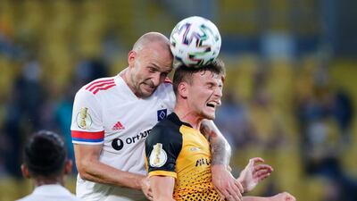 Hamburg's Toni Leistner, left, fought with Dresden fans in the stands and later apologised for his behaviour. Reuters