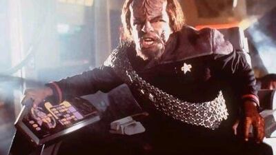 Michael Dorn as the Klingon-speaking Worf in Star Trek: First Contact.