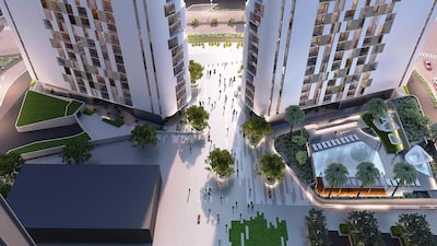 Sales at Meera Shams were launched in June last year aimed at residents on a salary between Dh20,000 and Dh30,000 a month. Above, a rendering of the Al Reem Island project. Courtesy Aldar