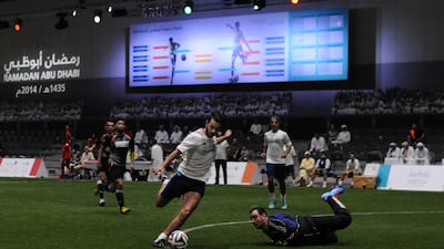 The indoor pitch at Adnec Kick is built to tournament standards and includes seating for spectators and a range of food and beverage options. Delores Johnson / The National