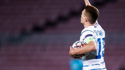 Vicktor Tsygankov celebrates scoring for Dynamo Kiev. Getty