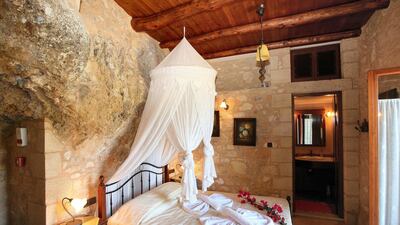 The one-bedroom villa in Crete, Greece, can house two guests and seems to be sold out for the next few months; the minimum stay is five nights.