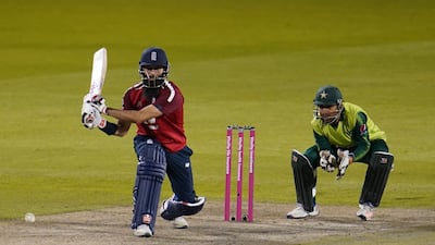 England's Moeen Ali bats during a T20 against Pakistan in Manchester on September 1, 2020. AFP