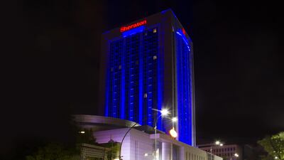 The Sheraton Bucharest's new-build glass-and-concrete tower. Sheraton