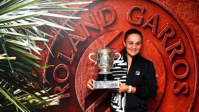 Ashleigh Barty poses with the trophy after winning the 2019 French Open. Getty Images
