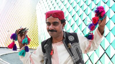 Gul Bahar, folk artist from Pakistan at the Pakistan pavilion at the EXPO 2020 site in Dubai on 3 October, 2021. Pawan Singh/The National. Story by Sarwat