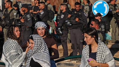 Arab-Israelis gather in the northern town of Araba. AFP