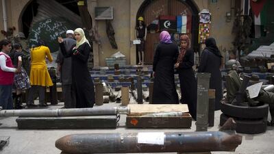 Ammunition is displayed outside the war museum on Misurata’s Tripoli Street, once the centre of fighting between forces loyal to Libyan leader Muammar Qaddafi and the rebels that eventually overthrew him. The museum’s collection of munitions, displayed by curators as a reminder to Misuratans about the dangers of violent conflict, grew so large that international arms control groups became alarmed. Eventually, a number of missles and rockets were deactivated. Rodrigo Abd / AP Photo
