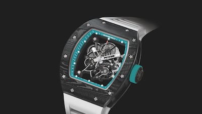The limited-edition RM 055 Yas Marina Circuit is decorated with the venue's famous blue colour scheme