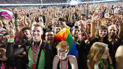 Guests attend Lady Gaga's The Chromatica Ball Tour in Los Angeles. Getty Images