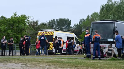 Police supervise the clearing of a camp near Calais, northern France, where about 600 migrants had been living. AFP