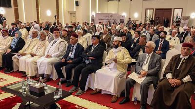 Delegates attend a national reconciliation forum in Libya's eastern-based parliament in Benghazi. AFP