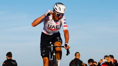 UAE Team Emirates rider Brandon McNulty after winning Stage 4 of the Volta Valenciana. Sprint Cycling Agency