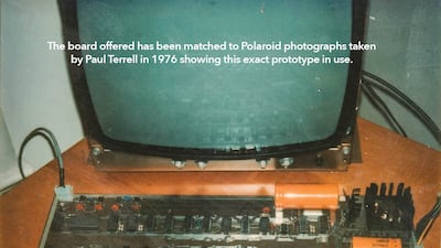 Steve Jobs's Apple-1 computer prototype. Photo: RR Auction