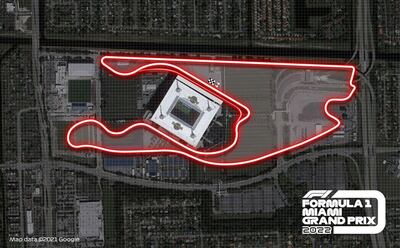 The planned Formula One track at Hard Rock Stadium in Miami. Courtesy FIA