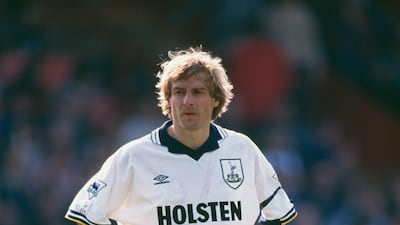 Jurgen Klinsmann of Tottenham Hotspur and his fabulous mop of hair during the mid 1990s. Getty Images