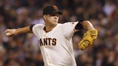 San Francisco Giants' Matt Cain pitches during his perfect game against the Houston Astros.