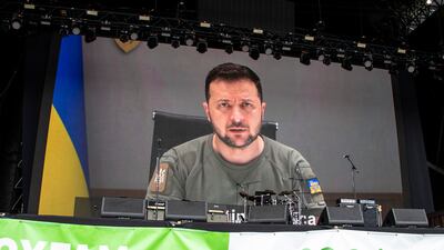 President Volodymyr Zelenskyy finished his Glastonbury message by saying 'Slava Ukraini', which means "glory to Ukraine" in English. PA