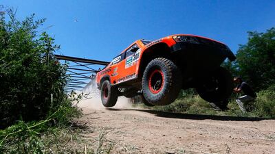 Robby Gordon and Johnny Campbell compete during the first day of the 2015 Dakar Rally on Sunday in Argentina. Dean Mouhtaropoulos / Getty Images