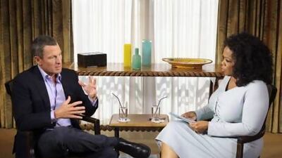 Oprah Winfrey interviews Lance Armstrong. After years of denying that he used performance-enhancing drugs, Armstrong admits that all seven of his Tour de France wins were fuelled by doping. Courtesy of Harpo Studios Inc / George Burns / AP Photo
