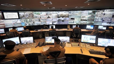 Saudi Arabia has strengthened security ahead of the haj pilgrimage. Security personnel are seen monitoring screens of CCTV as they follow the haj pilgrimage from the control room on October 27, 2012. Fayez Nureldine/AFP Photo