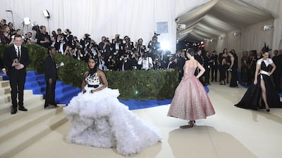 Janelle Monae, wearing Ralph & Russo Couture, arrives at the 2017 Met Gala on May 1, 2017. EPA